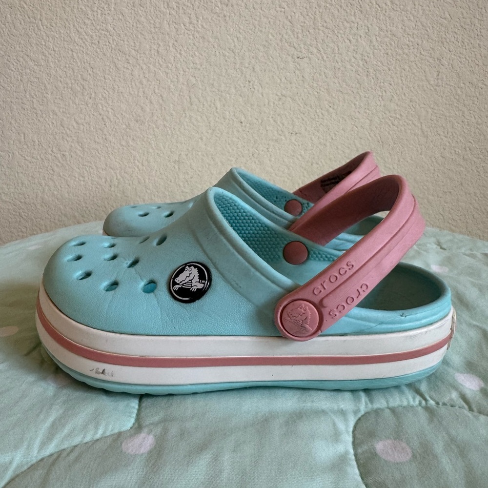CROCS Blue and Pink Shoes size 9
